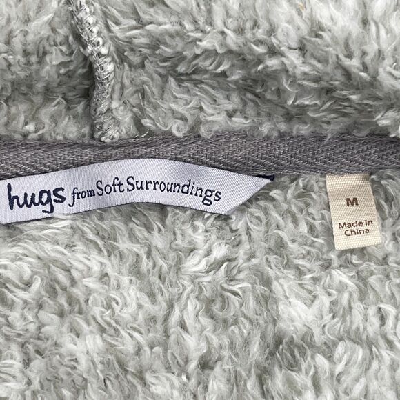 Hugs From Soft Surroundings Hug Me Cardigan Size Medium Cozy Fleece Pockets Gray - Picture 6 of 9